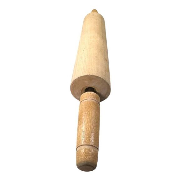 Vintage Wooden Rolling Pin With Handles Retro Kitchen Tool Country Home Decor - Picture 3 of 6